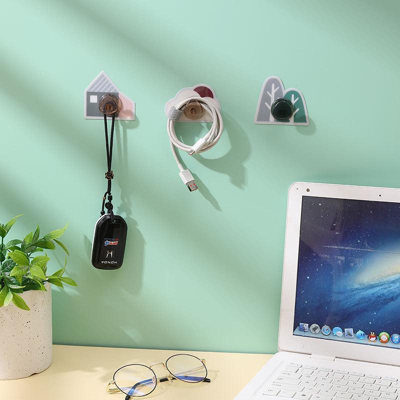 3Pcs Strong Hooks Punch Free Adhesive Storage Rack Kitchen Bathroom Wall Cabinet Holder No Trace Door Handles зелёный