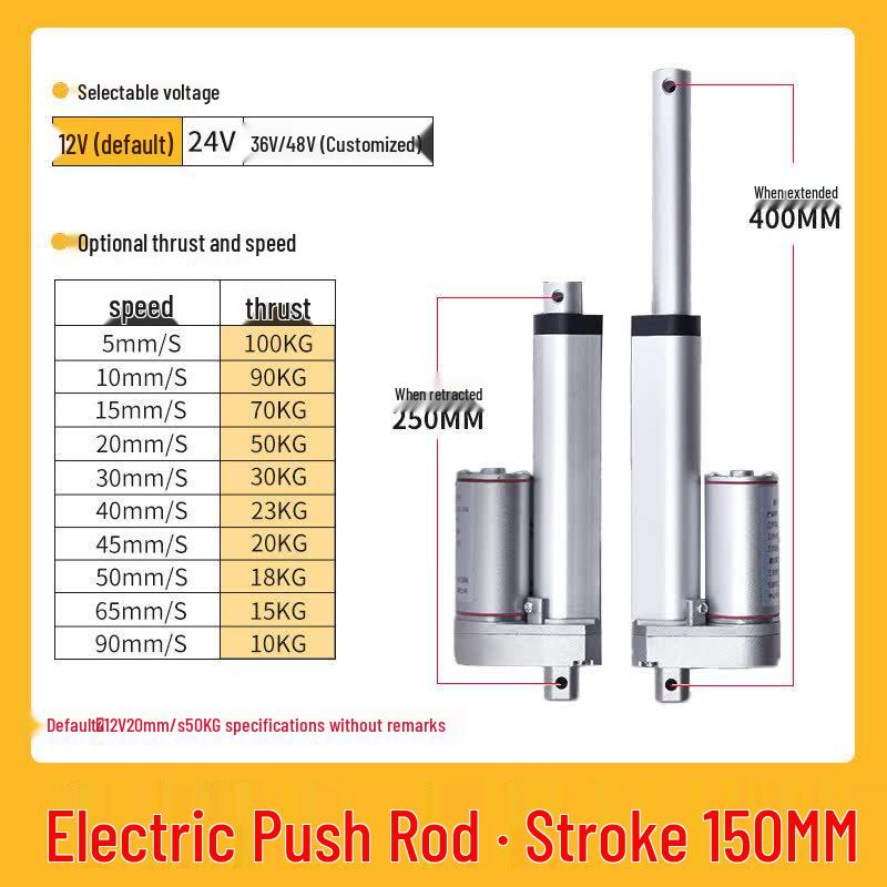Aokewen 100mm Stroke 12V/24V Electric Linear Actuator
Aokewen 100mm Stroke 12V/24V Electric Linear Actuator