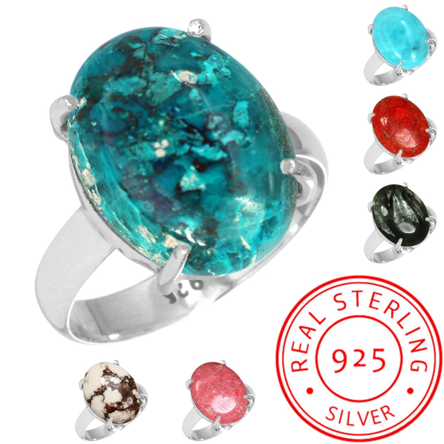 925 Sterling Silver Ring Women Gemstone Handmade Jewelry Easter Gift Smithsonite Sponge Coral Seraphinite Shattuckite Thulith Wild Horse Fashion 6
925 Sterling Silver Ring Women Gemstone Handmade Jewelry Easter Gift Smithsonite Sponge Coral Seraphinite Shattuckite Thulith Wild Horse Fashion 6