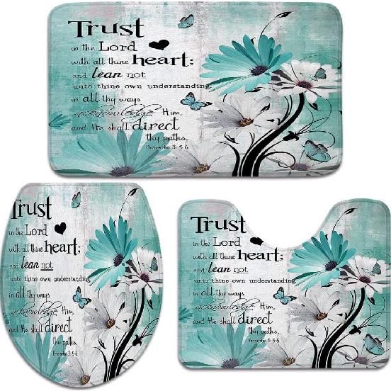 Rustic Farmhouse Farm Teal Daisy Bible Verse Inspirational Motivational Quote Bath, Country Turquoise Blue Non Slip Flannel Bathroom Rug, Dry Fast
Rustic Farmhouse Farm Teal Daisy Bible Verse Inspirational Motivational Quote Bath, Country Turquoise Blue Non Slip Flannel Bathroom Rug, Dry Fast