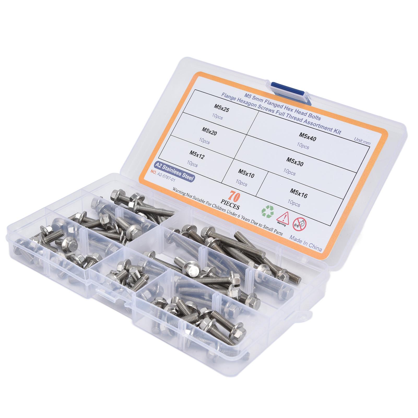 70 шт. набор болтов M5 с шестигранной головкой и фланцевыми болтами из нержавеющей стали
70 шт. набор болтов M5 с шестигранной головкой и фланцевыми болтами из нержавеющей стали