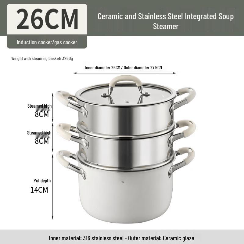316L Stainless Steel Deep Soup Pot with Steamer Set
316L Stainless Steel Deep Soup Pot with Steamer Set