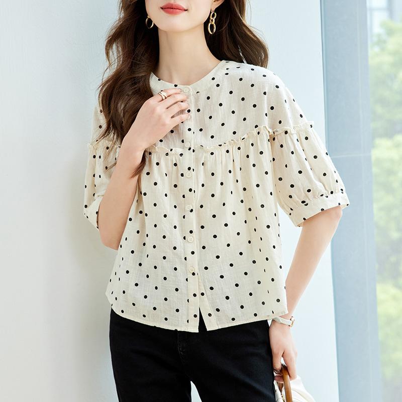 New Polka Dot Short-sleeved Shirt for Women In Summer New Puff Sleeve Round Neck Printed Top for Women M
New Polka Dot Short-sleeved Shirt for Women In Summer New Puff Sleeve Round Neck Printed Top for Women M
