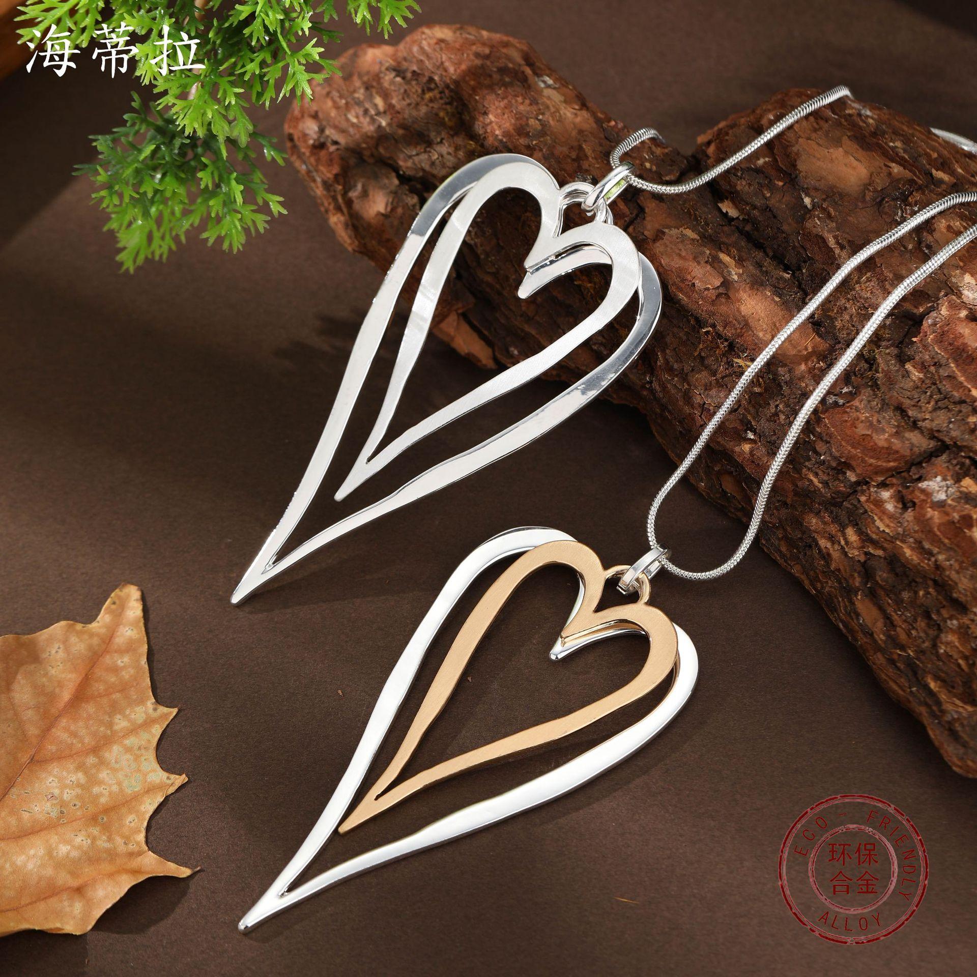 New handmade brushed hollow double-layer love long pendant, women s exaggerated versatile smooth heart-shaped long necklace
New handmade brushed hollow double-layer love long pendant, women s exaggerated versatile smooth heart-shaped long necklace