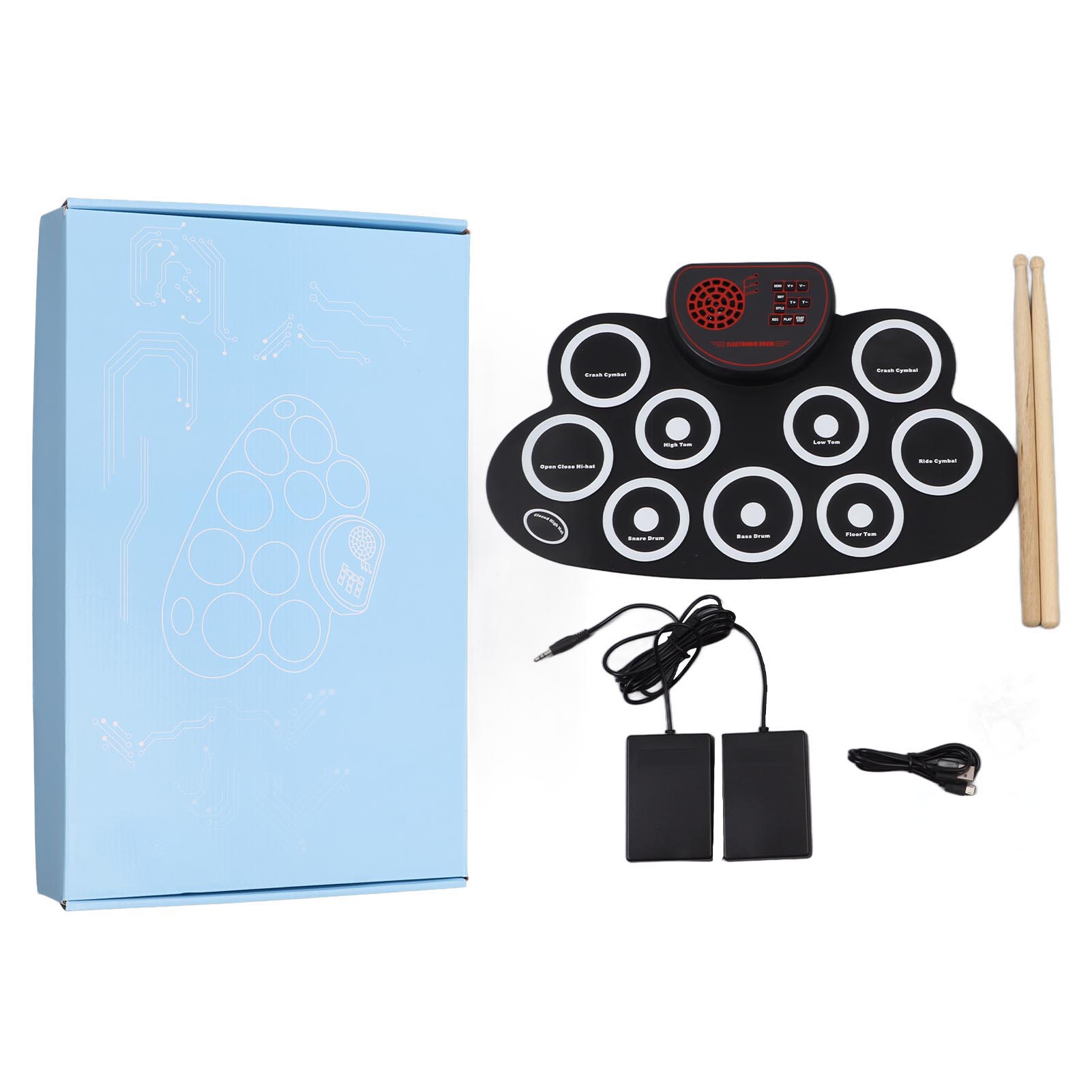 Electronic Drum Set Roll Up Practice Drum Pad Rechargeable Built in Speaker Foot Pedals Early
Electronic Drum Set Roll Up Practice Drum Pad Rechargeable Built in Speaker Foot Pedals Early
