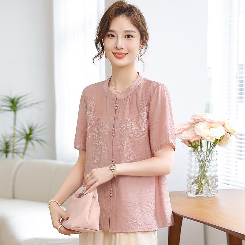 Artistic Embroidered Short-Sleeve Shirt for Women - Casual Loose Fit for Young to Elderly Moms 6XL (165-175 jin) розовый
Artistic Embroidered Short-Sleeve Shirt for Women - Casual Loose Fit for Young to Elderly Moms 6XL (165-175 jin) розовый