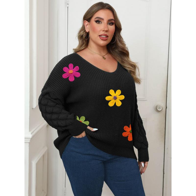 Женский свитер большого размера с рукавами-ананасами, пэчворк, базовая футболка с глубоким V-вырезом, 3D-вязаный, вышитый, пэчворк с цветами, пуловер 3XL чёрный
Женский свитер большого размера с рукавами-ананасами, пэчворк, базовая футболка с глубоким V-вырезом, 3D-вязаный, вышитый, пэчворк с цветами, пуловер 3XL чёрный