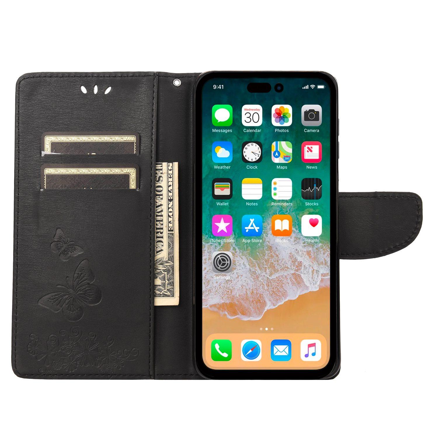 Cell Phone Case Bag for iPhone 14 Pro 6.1 inch,Big Butterflies Flower Pattern Imprinting Stand Wallet Flip Magnetic Phone Cover Black
Cell Phone Case Bag for iPhone 14 Pro 6.1 inch,Big Butterflies Flower Pattern Imprinting Stand Wallet Flip Magnetic Phone Cover Black