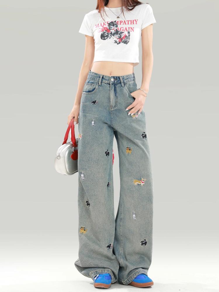 Plus Size Women s High Waist Black Puppy Embroidery Jeans - Spring/Autumn Loose Wide Leg M світло-синій колір
Plus Size Women s High Waist Black Puppy Embroidery Jeans - Spring/Autumn Loose Wide Leg M світло-синій колір