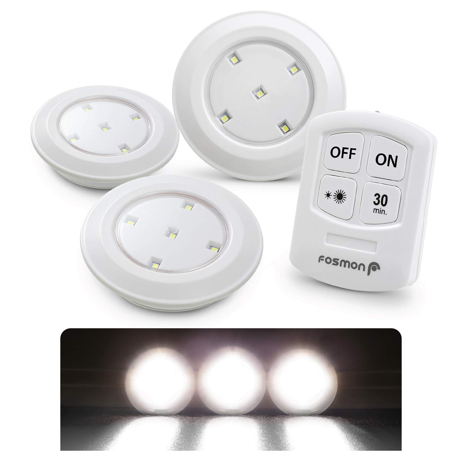 Fosmon of Daylight LED Cabinet Night Battery with Remote Control Temperature Wireless Mini Lighting for Bookshelves (Set 3, White) Lights,
Fosmon of Daylight LED Cabinet Night Battery with Remote Control Temperature Wireless Mini Lighting for Bookshelves (Set 3, White) Lights,