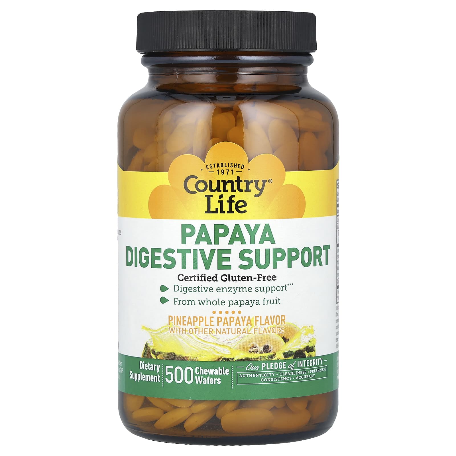 Papaya Digestive Support, Pineapple Papaya, 500 Chewable Wafers
Papaya Digestive Support, Pineapple Papaya, 500 Chewable Wafers