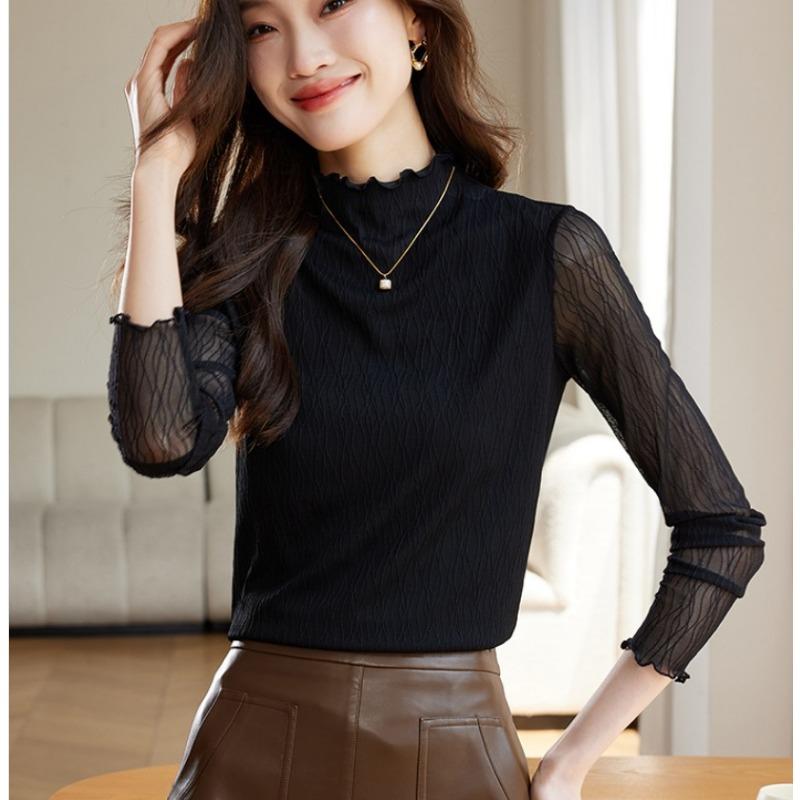 Рубашка-поддева с женским кружевным полувысоким воротником, футболка с длинным рукавом, топ для осени и зимы XL
Рубашка-поддева с женским кружевным полувысоким воротником, футболка с длинным рукавом, топ для осени и зимы XL