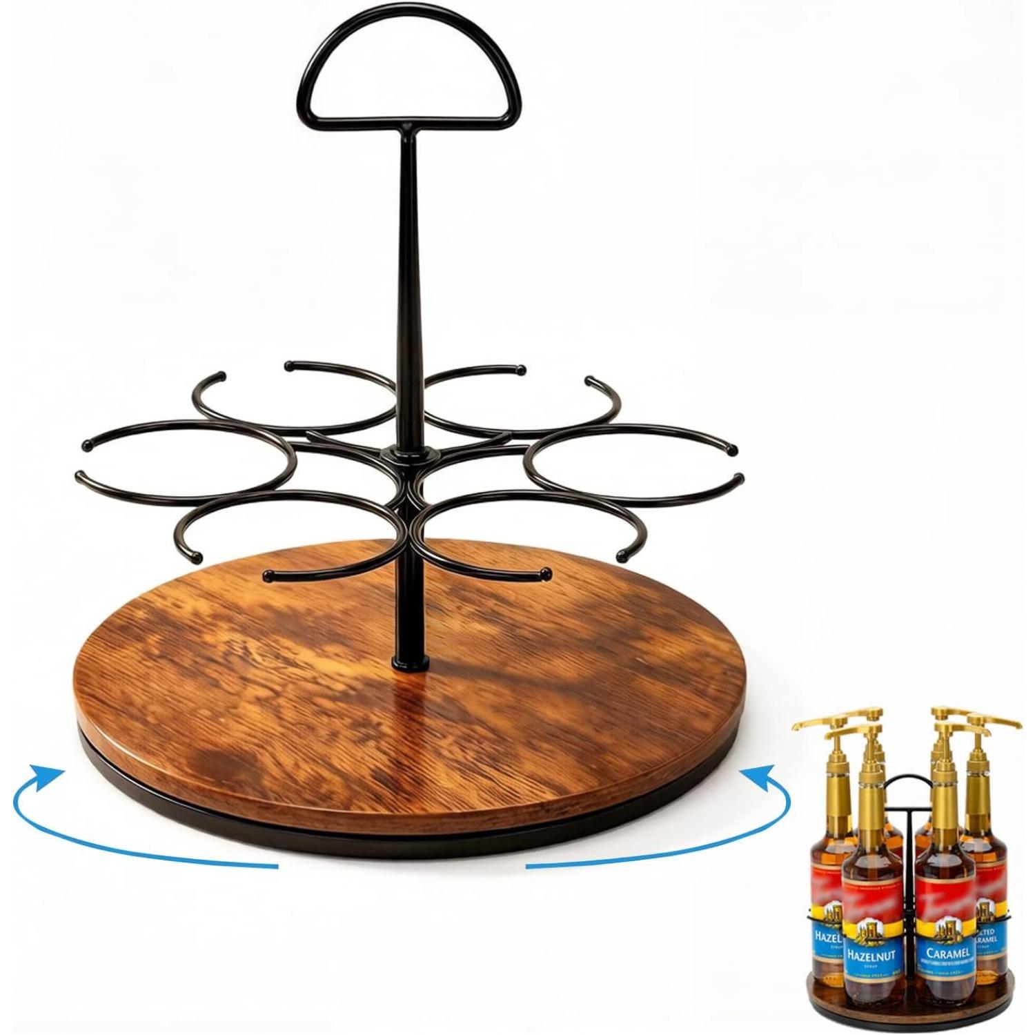 Rotating Coffee Syrup Organizer - Wooden Turntable Rack Holds 6 Bottles, Countertop Bar Station Display Stand for Coffee Syrups, Wine чёрный
Rotating Coffee Syrup Organizer - Wooden Turntable Rack Holds 6 Bottles, Countertop Bar Station Display Stand for Coffee Syrups, Wine чёрный
