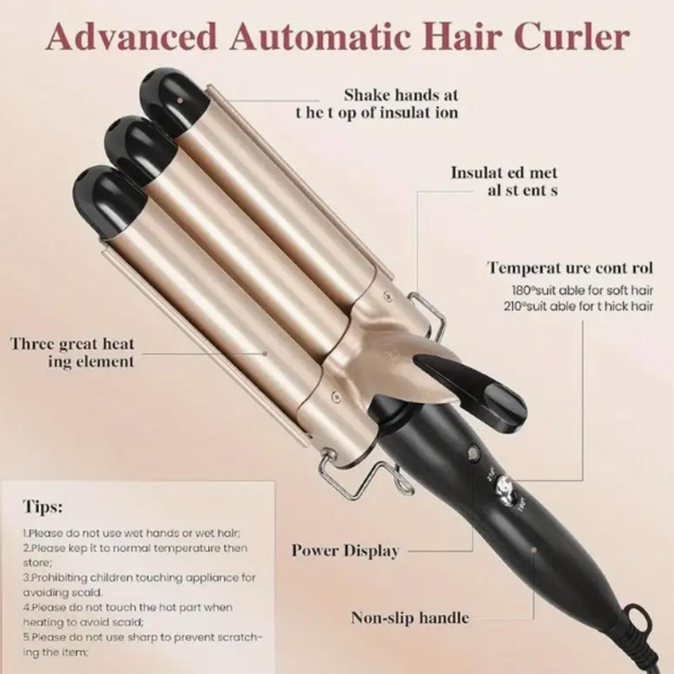 British plug three-tube curling iron, dual-temperature household travel dual-purpose hairstyle, modeling tools. UK золотий
British plug three-tube curling iron, dual-temperature household travel dual-purpose hairstyle, modeling tools. UK золотий