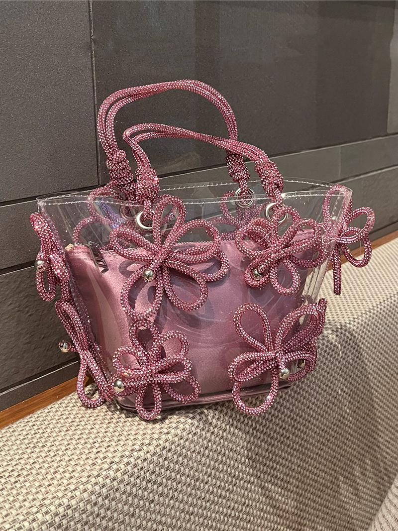 Luxury Diamond Flower Basket Bag PVC Clear Women Handbags Designer Crystal Shoulder Bag Rhinestone Bucket Bags for Women Clutch large size
Luxury Diamond Flower Basket Bag PVC Clear Women Handbags Designer Crystal Shoulder Bag Rhinestone Bucket Bags for Women Clutch large size
