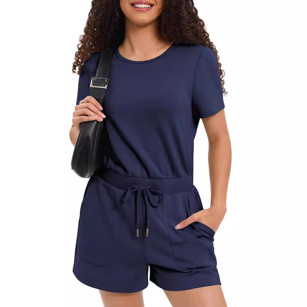 Цельные шорты, летние женские повседневные шорты с коротким рукавом, спортивный однотонный комбинезон с карманами, женская уличная одежда M темно-синий
Цельные шорты, летние женские повседневные шорты с коротким рукавом, спортивный однотонный комбинезон с карманами, женская уличная одежда M темно-синий