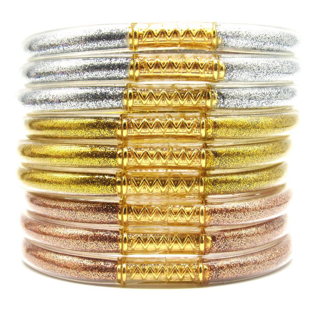 9-Piece Gold Powder Silicone Tube Bangles Set
9-Piece Gold Powder Silicone Tube Bangles Set