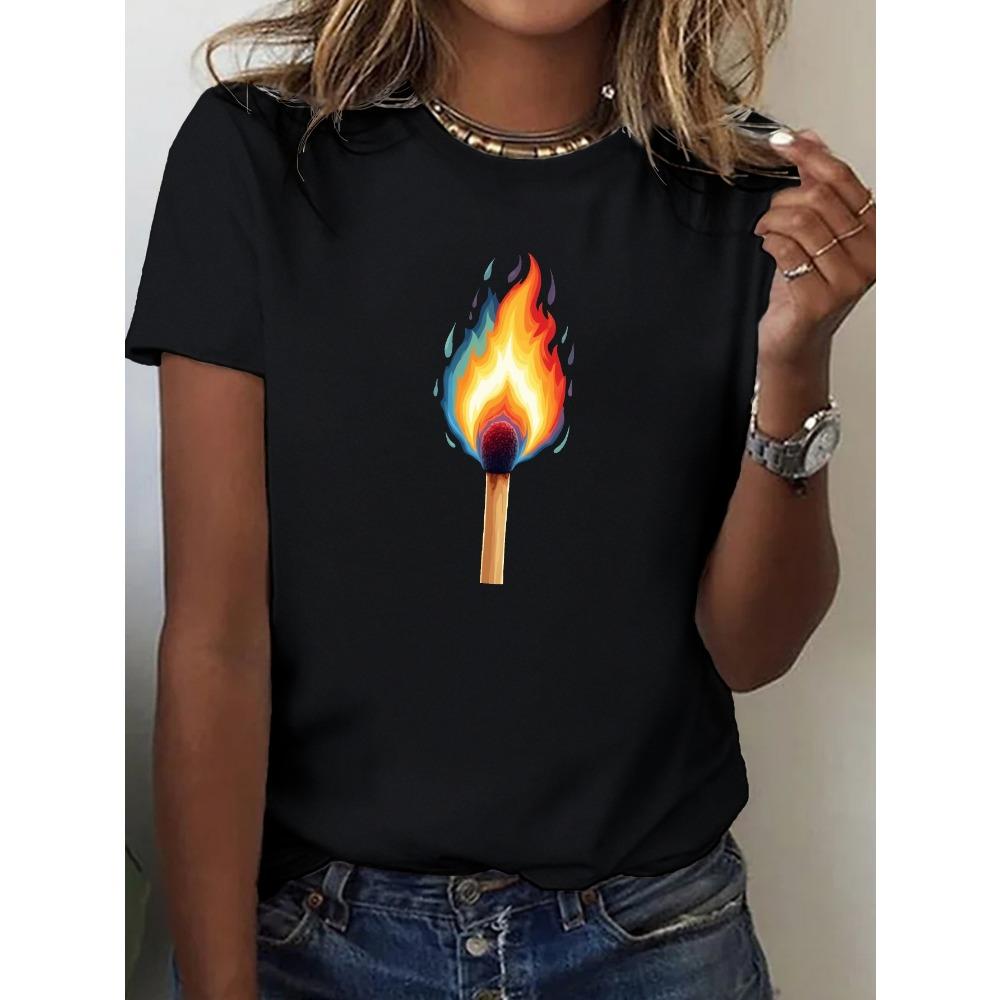 Ignited Matchstick Colorful Flame Pure Women S T-Shirts Are Comfortable and Harajuku Short Sleeve Clothes S
Ignited Matchstick Colorful Flame Pure Women S T-Shirts Are Comfortable and Harajuku Short Sleeve Clothes S