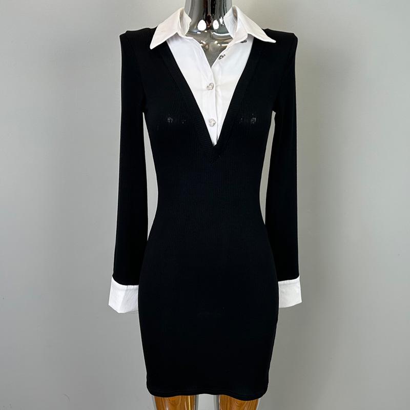 Korean Dongdaemun Sexy Bodycon Dress with Feminine Lapel Design One Size
Korean Dongdaemun Sexy Bodycon Dress with Feminine Lapel Design One Size