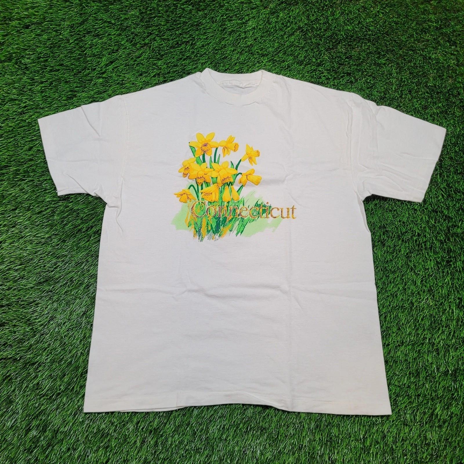 VTG 90s Puff Print Connecticut Daffodil Flower T-Shirt Mens Medium Floral Tee S
VTG 90s Puff Print Connecticut Daffodil Flower T-Shirt Mens Medium Floral Tee S