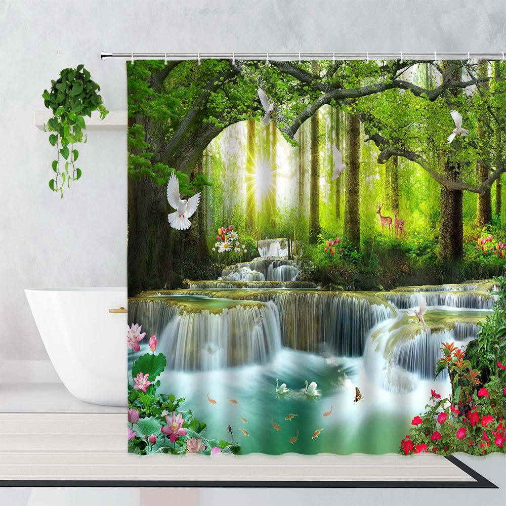 Zen Bamboo Forest Shower Curtain Summer Forest Jungle Waterfall Rock Nature Scenery Bath Curtains Set Green Landscape Bathroom W90xH180cm(35x70 in)
Zen Bamboo Forest Shower Curtain Summer Forest Jungle Waterfall Rock Nature Scenery Bath Curtains Set Green Landscape Bathroom W90xH180cm(35x70 in)