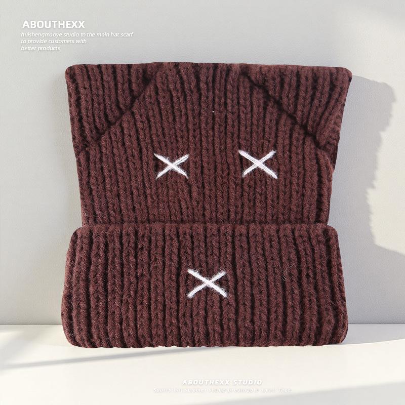 Милая вязаная шапка с кошачьими ушками для женщин, осенне-зимняя, корейская версия, сладкая и теплая, универсальная, с защитой ушей, шерстяная шапка-пуловер, шапка от холода, трендовая M(56-58cm)
