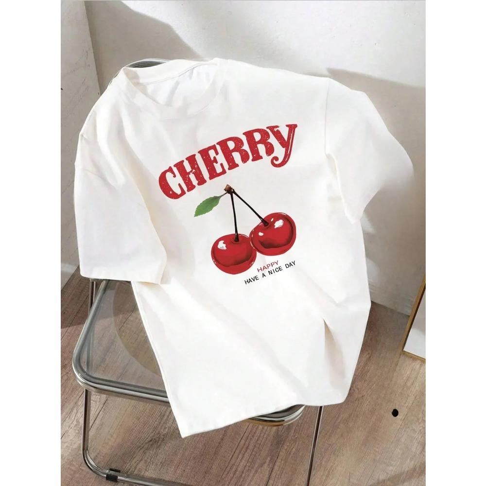 Summer Women Fashion Female Casual Streetwear Cotton T-Shirt Cherry Print O-Neck Tops Tees Floral Graphic Short Sleeve Clothing S
Summer Women Fashion Female Casual Streetwear Cotton T-Shirt Cherry Print O-Neck Tops Tees Floral Graphic Short Sleeve Clothing S