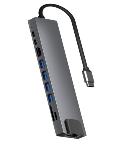 10 in 1 USB C to 4K HDMI Ethernet Hub with TF/ SD Card Reader, USB-C Data, Type C PD Charging, 4 USB-A for MacBook and More серый
10 in 1 USB C to 4K HDMI Ethernet Hub with TF/ SD Card Reader, USB-C Data, Type C PD Charging, 4 USB-A for MacBook and More серый