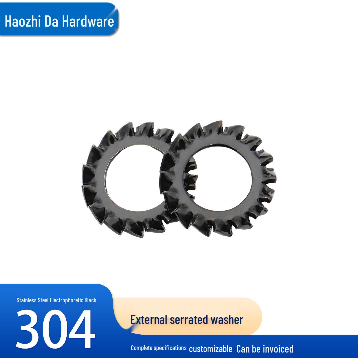 Electrophoretic Black 304 Stainless Steel Anti-slip Serrated Lock Washer (M3-M10) M4 (10pcs)
Electrophoretic Black 304 Stainless Steel Anti-slip Serrated Lock Washer (M3-M10) M4 (10pcs)