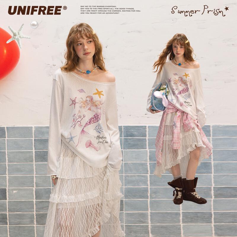 UNIFREE Summer Korean Style Ocean Print Oblique Shoulder Loose T-shirt S
UNIFREE Summer Korean Style Ocean Print Oblique Shoulder Loose T-shirt S