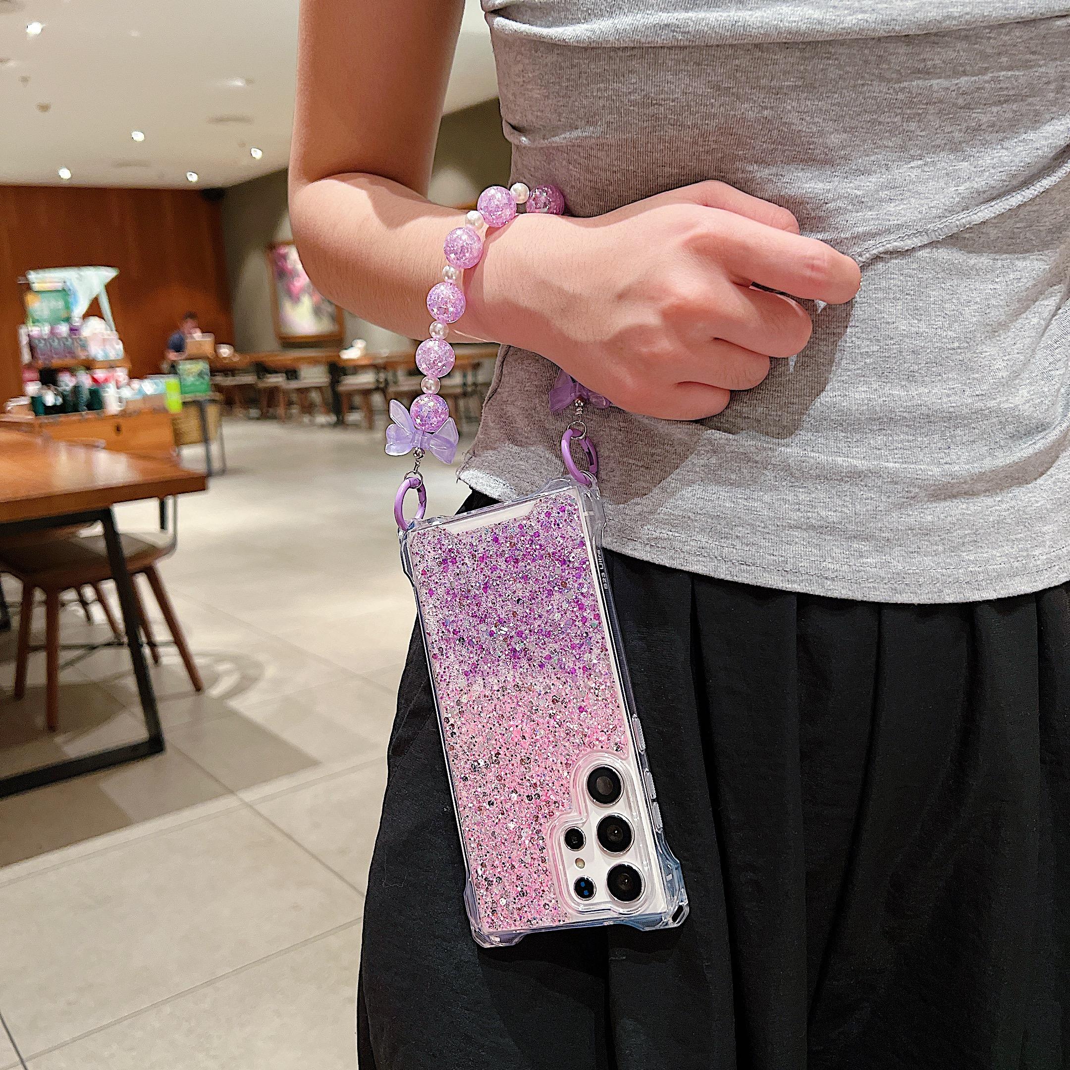 For Samsung Galaxy S22 Ultra 5G Case Wholesale TPU+Acrylic Cell Phone Shell with Bead Wrist Strap Pink+Purple
For Samsung Galaxy S22 Ultra 5G Case Wholesale TPU+Acrylic Cell Phone Shell with Bead Wrist Strap Pink+Purple