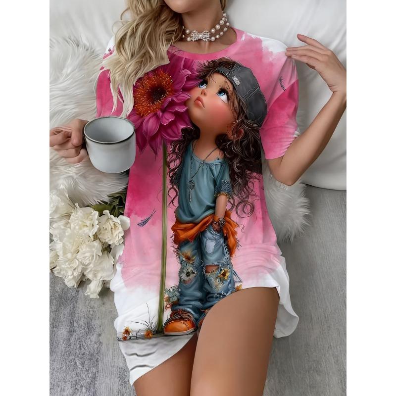 Cartoon Cool Kids and Flower Pattern Printed Comfortable Round Neck Short Sleeve Large Size Dress M
Cartoon Cool Kids and Flower Pattern Printed Comfortable Round Neck Short Sleeve Large Size Dress M