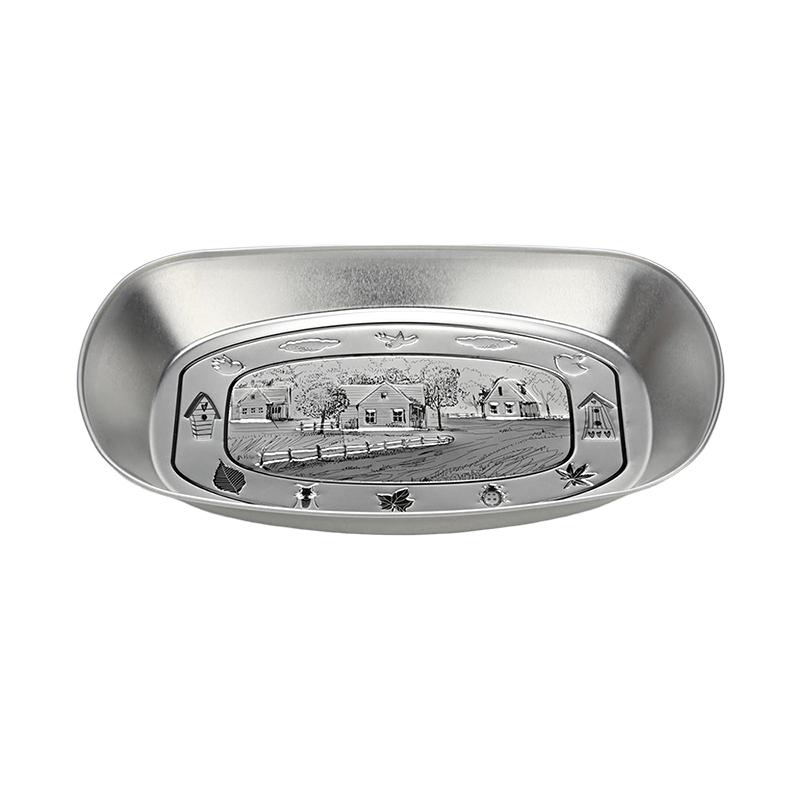 1 шт. Маленький поднос в стиле ретро, большой емкости, европейский стиль, судовой тип, принадлежности для кемпинга, узор, обеденная тарелка, жесть