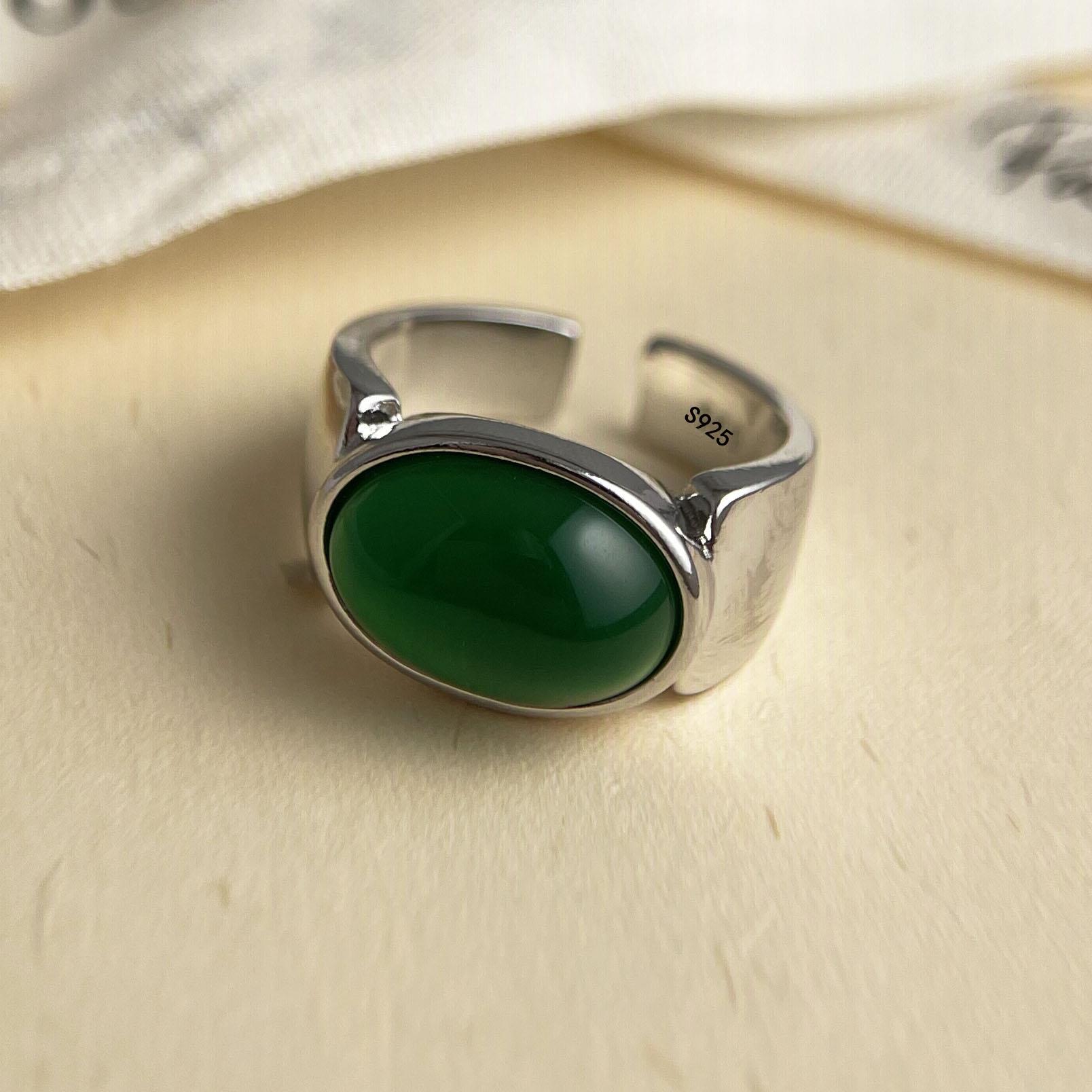 925 Sterling Silver Rings for Women Couple Minimalist Handmade Big Green Stone Ring Fine Jewelry Gift Prevent Allergy resizable
925 Sterling Silver Rings for Women Couple Minimalist Handmade Big Green Stone Ring Fine Jewelry Gift Prevent Allergy resizable
