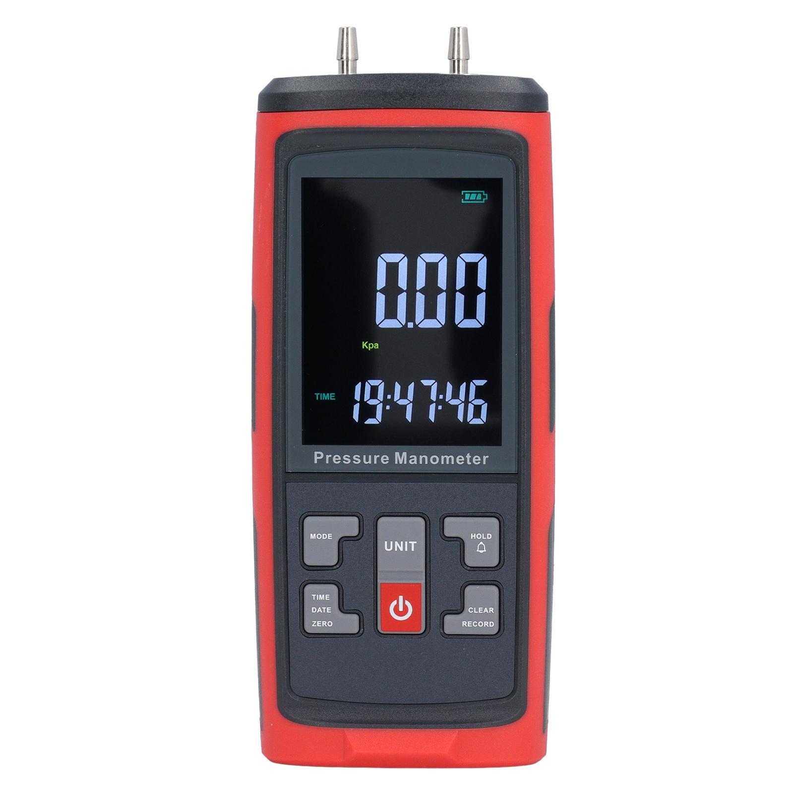 Manometer Dual Port High Accuracy Digital Differential Pressure Gauge LCD Backlit Display Gas Pressure Tester
Manometer Dual Port High Accuracy Digital Differential Pressure Gauge LCD Backlit Display Gas Pressure Tester