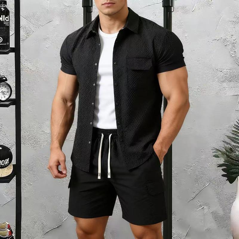 Men s Shirt Suit Men s Casual Loose Lapel Shirt Shorts Two-piece Set in Stock M чёрный
Men s Shirt Suit Men s Casual Loose Lapel Shirt Shorts Two-piece Set in Stock M чёрный