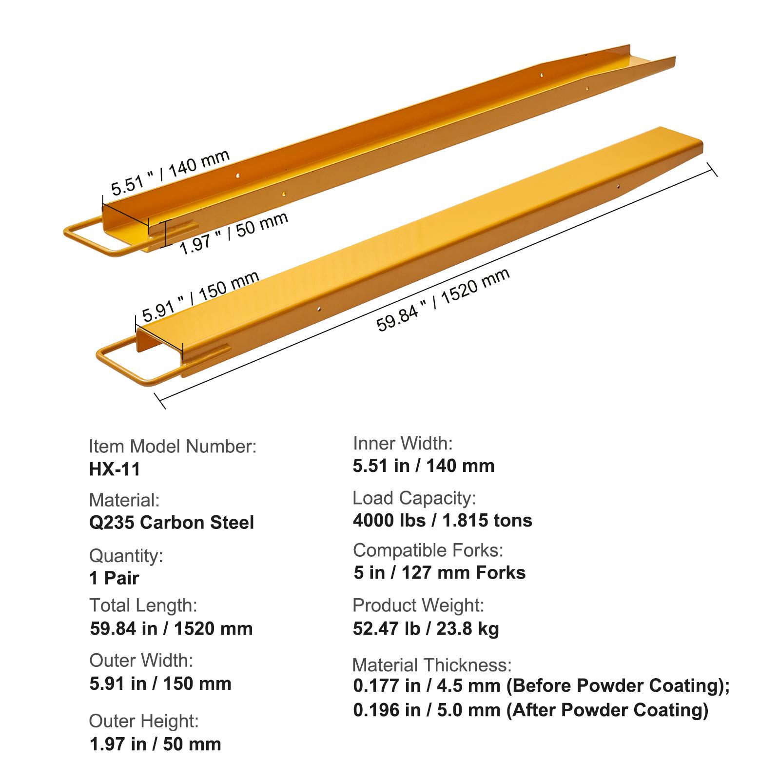 SucceBuy Удлинители вил палеты Тяжелые Удлинители вил из углеродистой стали 1 пара Навесное оборудование для вилочного погрузчика Желтый 4000 фунтов
SucceBuy Удлинители вил палеты Тяжелые Удлинители вил из углеродистой стали 1 пара Навесное оборудование для вилочного погрузчика Желтый 4000 фунтов