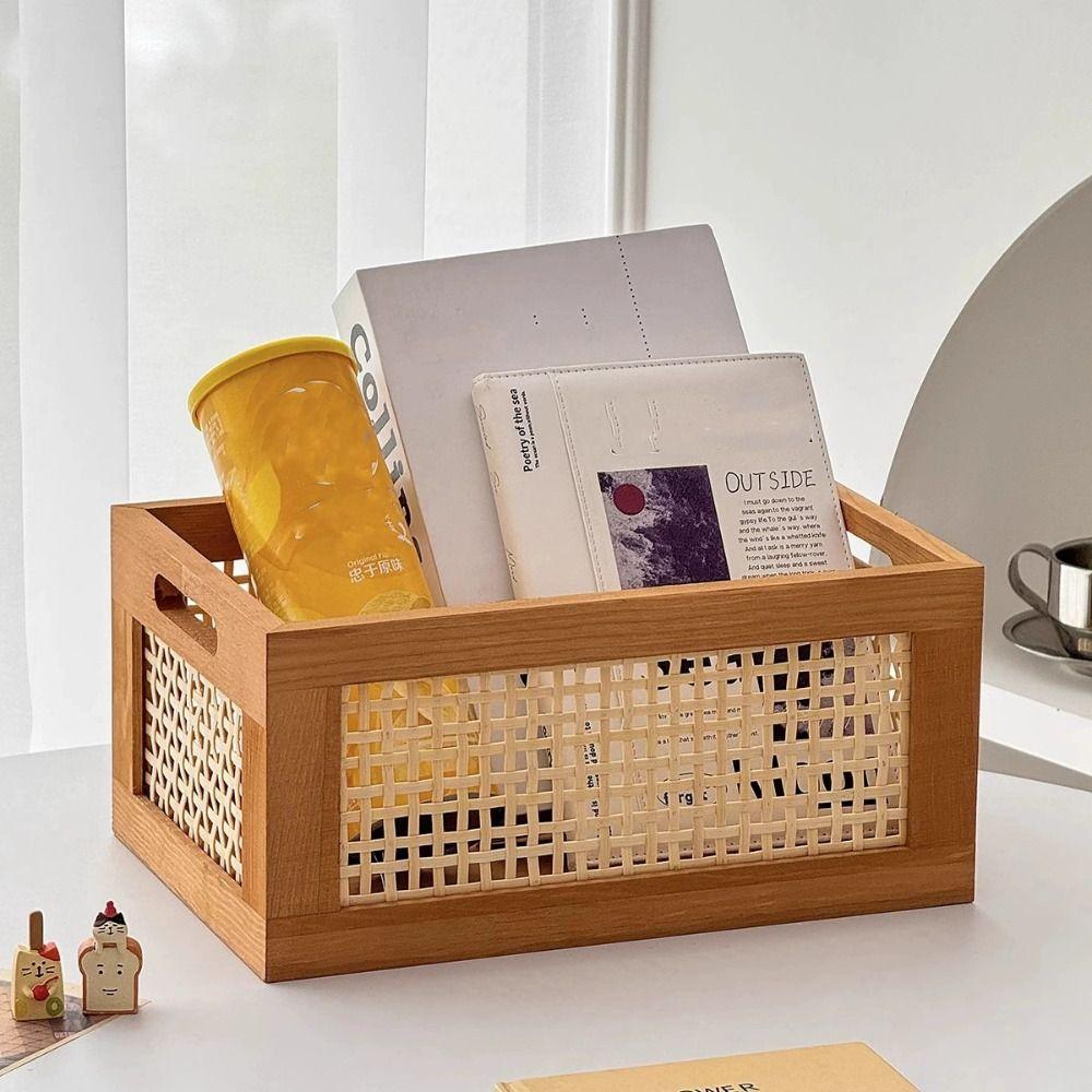 Multifunction Retro Rattan Storage Box Solid Wood Desktop Storage Basket Snacks Fruit Cosmetics Organizer Boxes Household
Multifunction Retro Rattan Storage Box Solid Wood Desktop Storage Basket Snacks Fruit Cosmetics Organizer Boxes Household