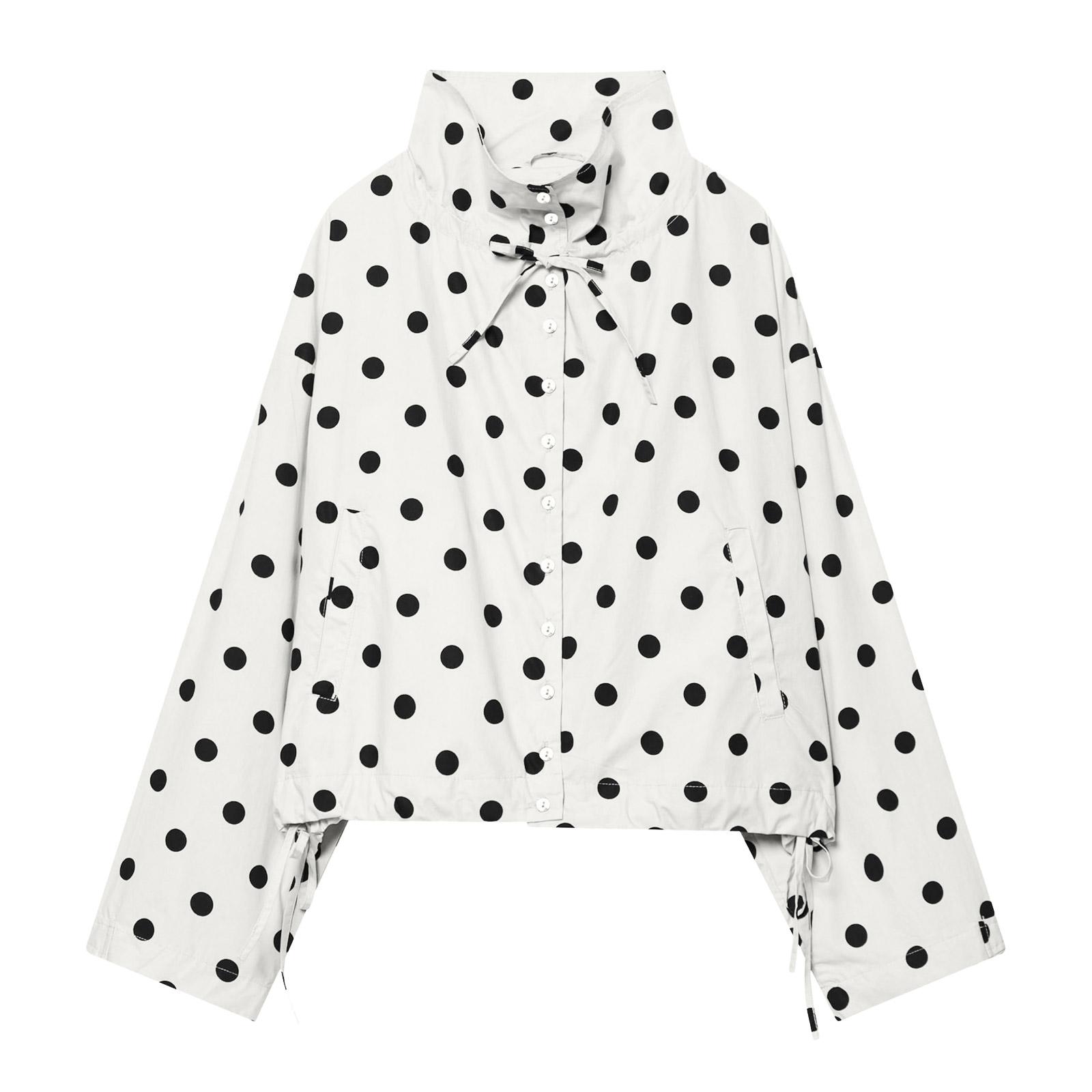 Women s Casual Lightweight Long Sleeve Jacket with Stand Collar Polka Dot Pattern Button Front and Adjustable Drawstring Hem M белый
Women s Casual Lightweight Long Sleeve Jacket with Stand Collar Polka Dot Pattern Button Front and Adjustable Drawstring Hem M белый