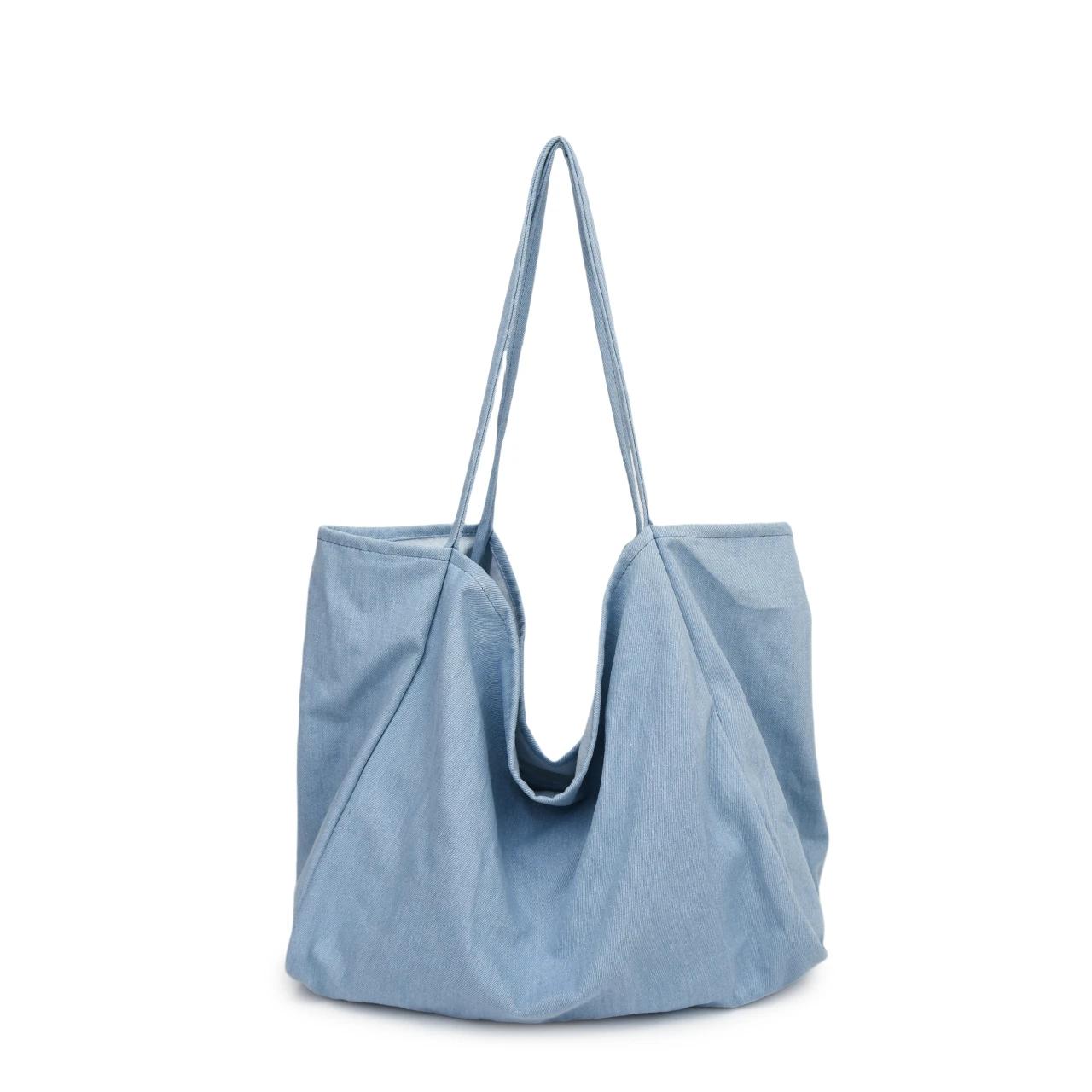 Сумка-тоут из ковбойского материала, большая вместимость, однотонная, модная, простая и мягкая сумка на плечо