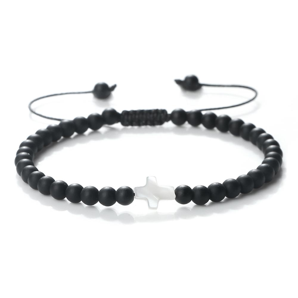 Men 4mm Natural Stone Beaded Bracelet Adjustable Waxed Rope Bangle White Shell Cross Charm Energy Healing Jewelry Gift for Women
Men 4mm Natural Stone Beaded Bracelet Adjustable Waxed Rope Bangle White Shell Cross Charm Energy Healing Jewelry Gift for Women