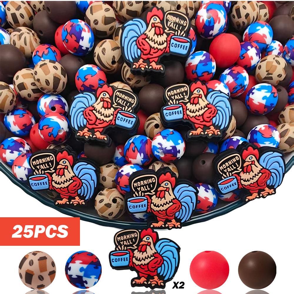 25/34/44PCS chicken shaped silicone bead set, perfect for DIY handmade crafts such as keychains, necklaces, bracelets, etc
25/34/44PCS chicken shaped silicone bead set, perfect for DIY handmade crafts such as keychains, necklaces, bracelets, etc