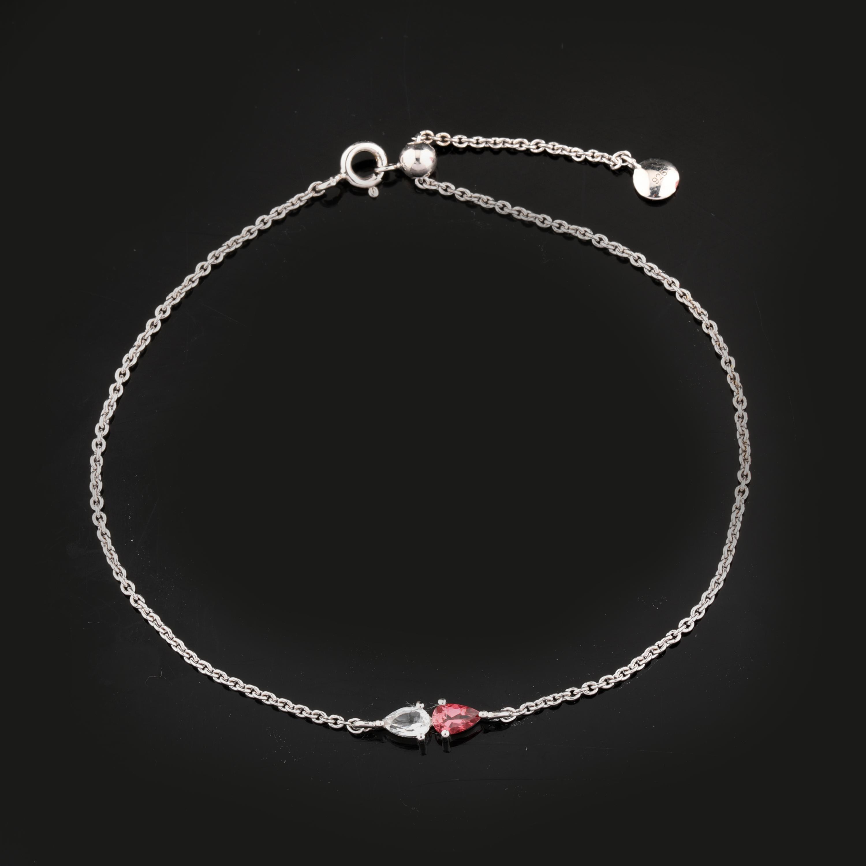 Natural Pink Tourmaline White Topaz Bracelet 925 Sterling Silver Pear Jewelry срібний
Natural Pink Tourmaline White Topaz Bracelet 925 Sterling Silver Pear Jewelry срібний