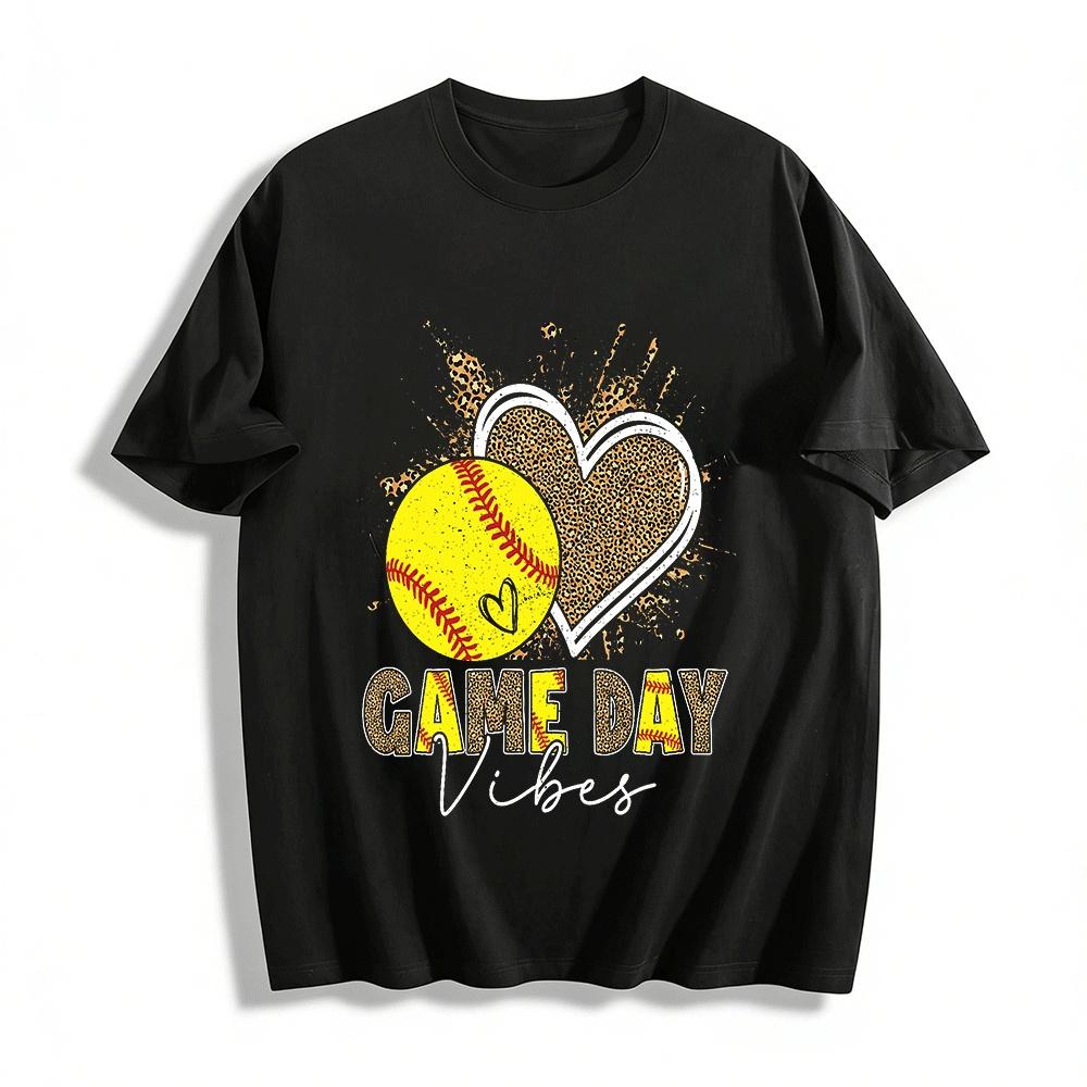 Game Day Vibes Leopard Print Heart Softball Graphic Tee Pure cotton T-shirt XXS
Game Day Vibes Leopard Print Heart Softball Graphic Tee Pure cotton T-shirt XXS
