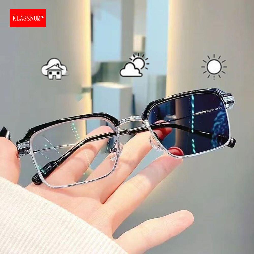 KLASSNUM Men Anti-Blue Light Glasses Photochromic Half Frame Eye Protection Glasses Ultra Light Computer Eyeglasses Sunglasses
KLASSNUM Men Anti-Blue Light Glasses Photochromic Half Frame Eye Protection Glasses Ultra Light Computer Eyeglasses Sunglasses