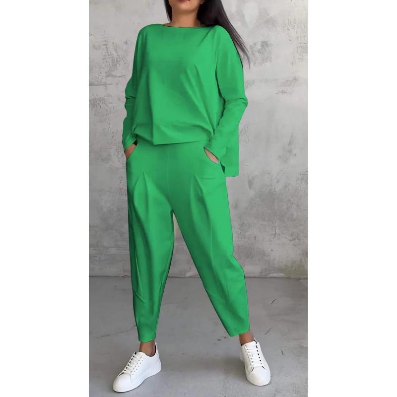2025 Women s Solid Color Long-Sleeve Round Neck Suit with Pocket Pants S зелений
2025 Women s Solid Color Long-Sleeve Round Neck Suit with Pocket Pants S зелений