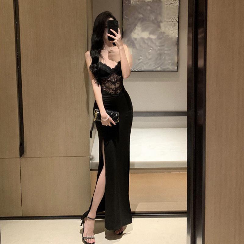 Retro Black Lace Splicing High Split End Sexy Hip Wrap Waist Temperament Suspender Skirt Evening Dress S чёрный
Retro Black Lace Splicing High Split End Sexy Hip Wrap Waist Temperament Suspender Skirt Evening Dress S чёрный