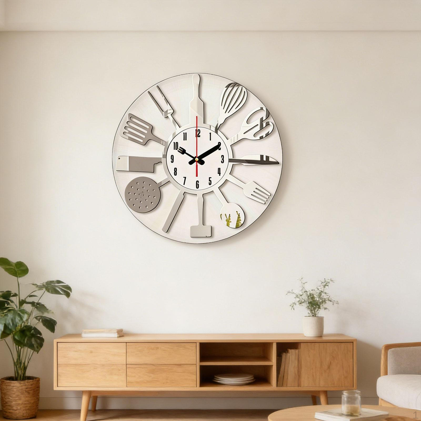 Acrylic Kitchen Wall Clock with Decorative Utensils, Silent Mechanism And Easy-to-Read Numbers, срібний
Acrylic Kitchen Wall Clock with Decorative Utensils, Silent Mechanism And Easy-to-Read Numbers, срібний