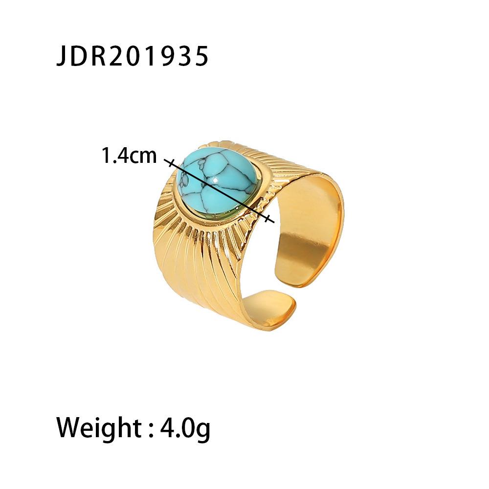 Stainless Steel Sophisticated Ring With 18k Gold Plating Irregular Element Set With Peacock Stone Artistic Jewelry StyleL
Stainless Steel Sophisticated Ring With 18k Gold Plating Irregular Element Set With Peacock Stone Artistic Jewelry StyleL