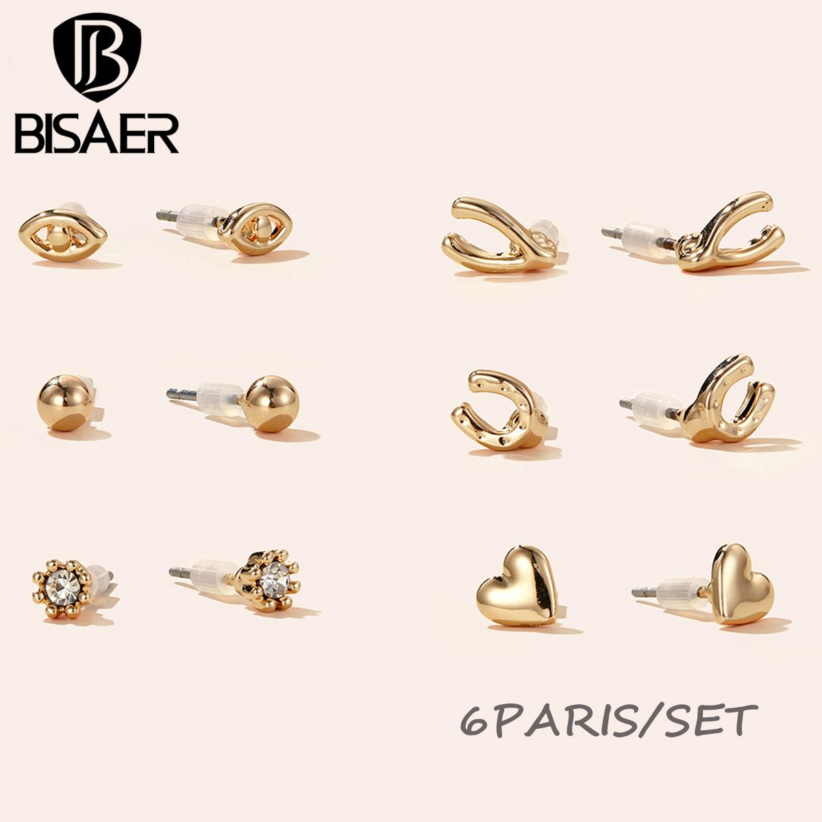 BISAER Exquisite Love & Wishing Bone & Eyes & Beads 6 пар набору сережок-гвоздиків для жінок Щоденні прикраси
BISAER Exquisite Love & Wishing Bone & Eyes & Beads 6 пар набору сережок-гвоздиків для жінок Щоденні прикраси